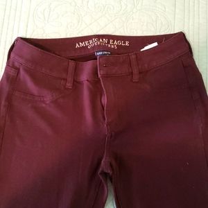 Eggplant colored mid rise super stretch jegging